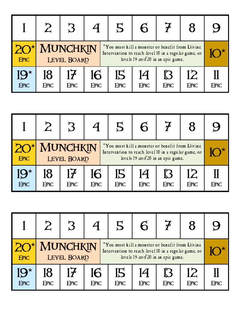 Munchkin Level Board | PDF | Leisure | Leisure Activities