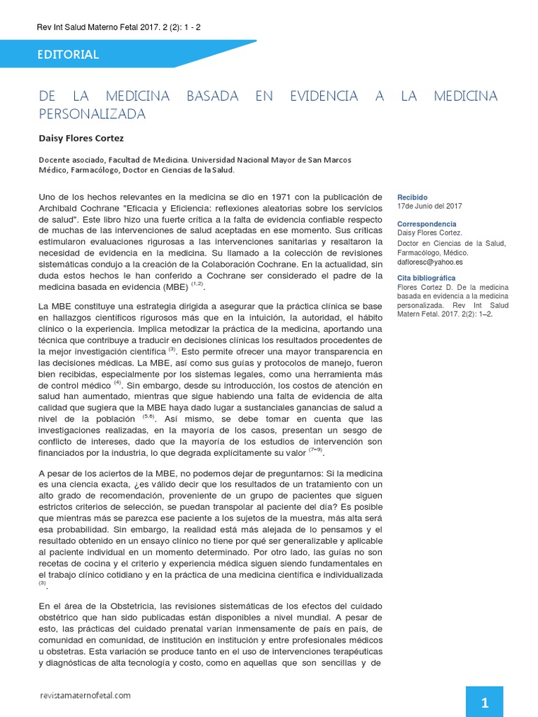 De La Medicina Basada en Evidencia A La Medicina Personalizada | PDF ...