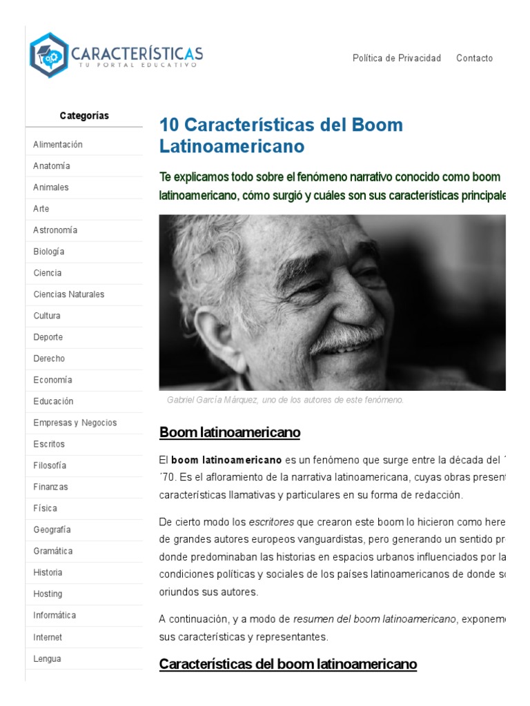 10 Características Del Boom Latinoamericano PDF