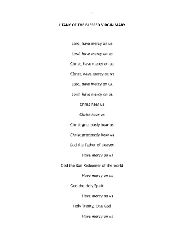Litany of the Blessed Virgin Mary PDF | PDF | Mercy | Mary, Mother Of Jesus