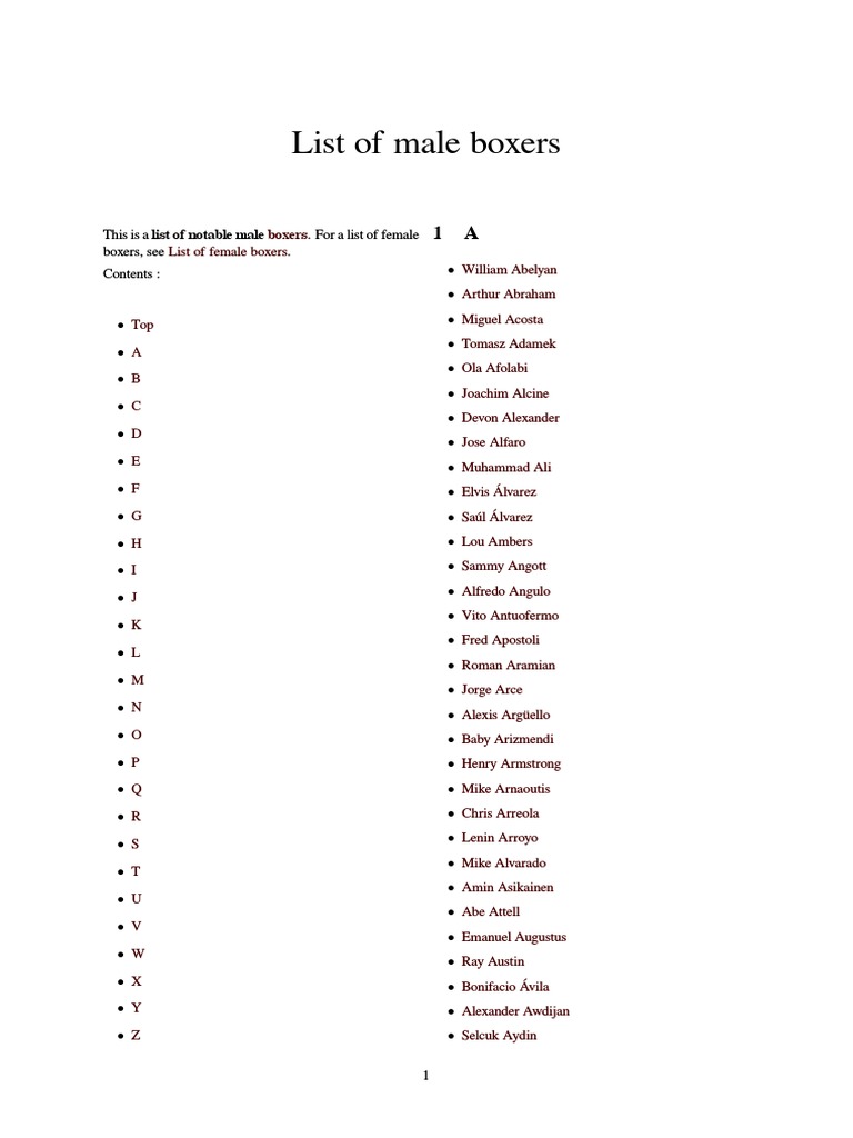 This Is A List of Notable Male - For A List of Female Boxers, See ...
