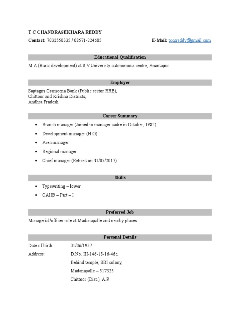 T C Chandrasekhara Reddy Contact: 7032550335 / 08571-224685 | PDF