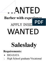 Barber With Experience: Apply Inside