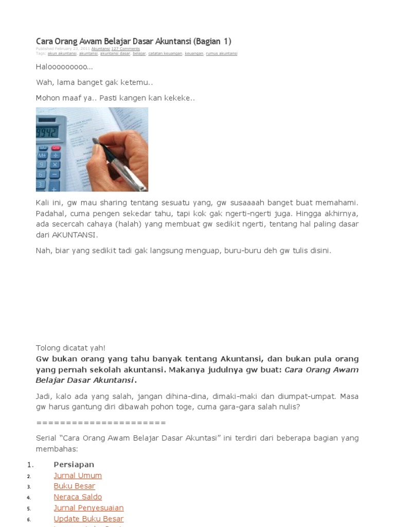 Cara Orang Awam Belajar Dasar Akuntansi