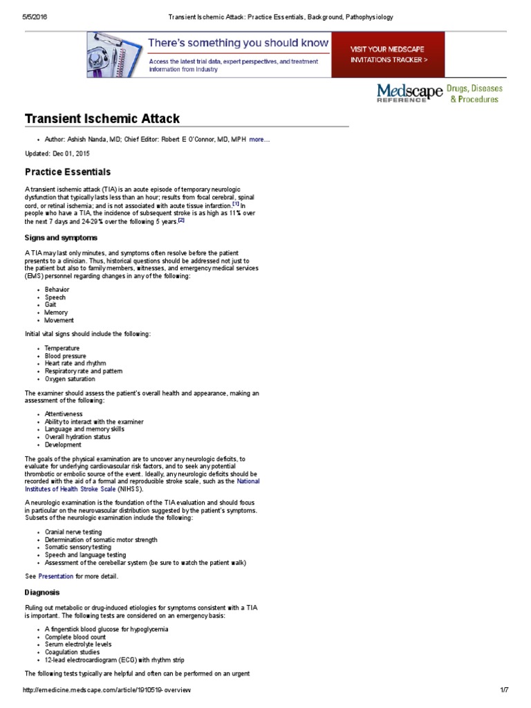 Transient Ischemic Attack | PDF | Stroke | Medical Specialties