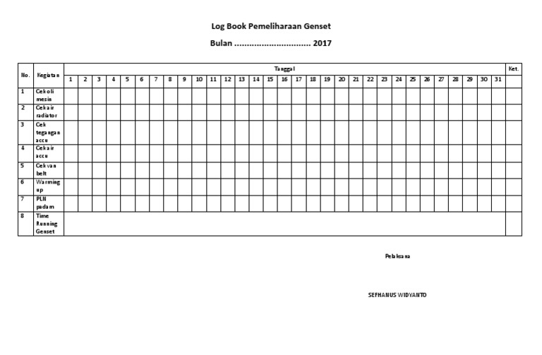 Log Book Genset PDF