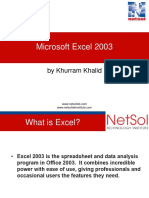 Microsoft Excel 2003: by Khurram Khalid