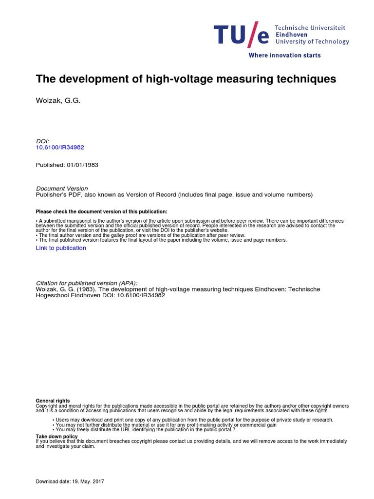 The Development of High-Voltage Measuring Techniques | PDF | Capacitor ...
