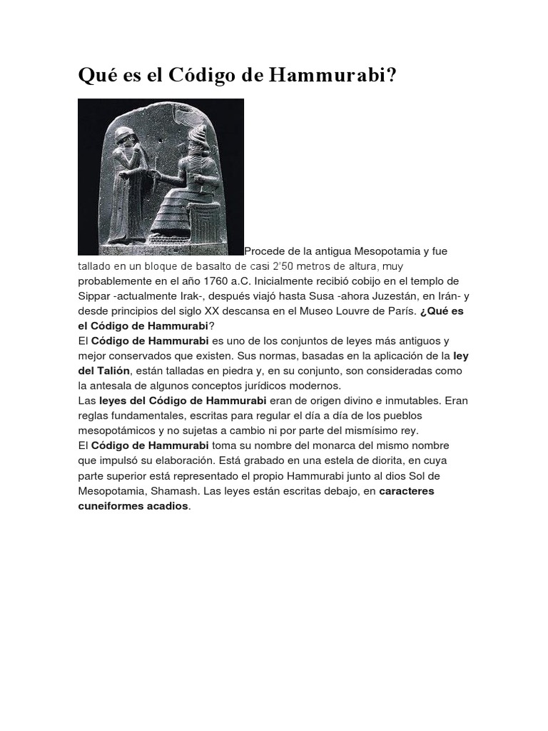 Qué Es El Código de Hammurabi PDF