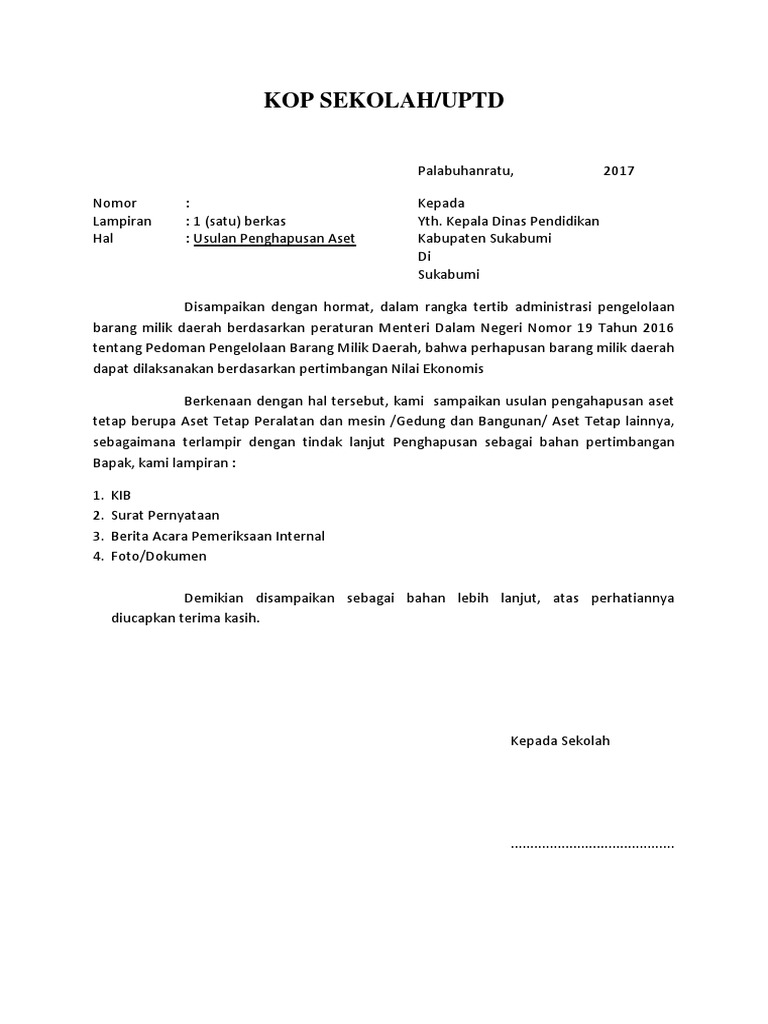 Contoh Usulan Penghapusan Pdf