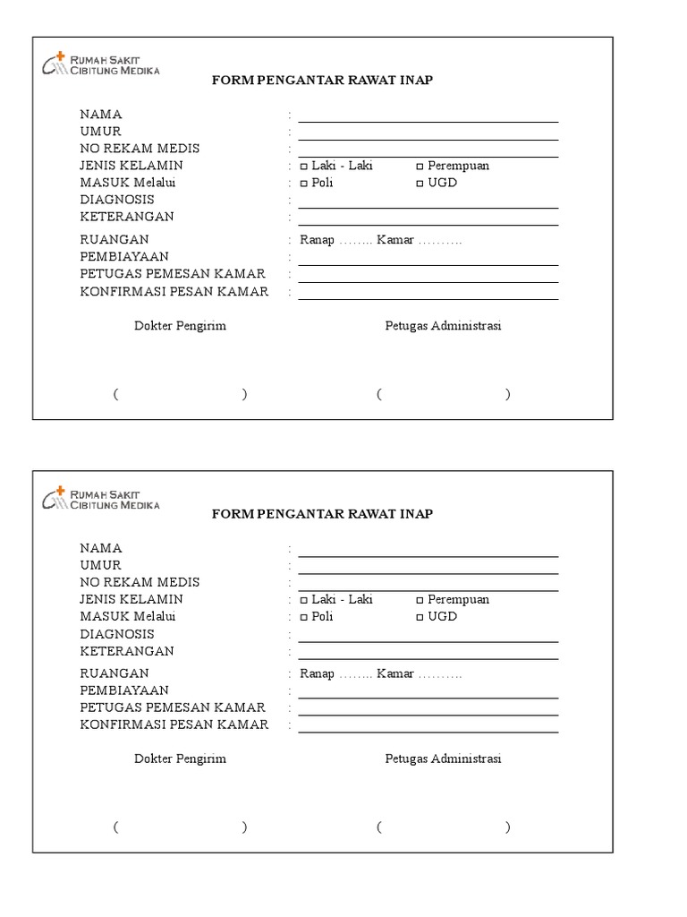 Surat Pengantar Rawat Inap