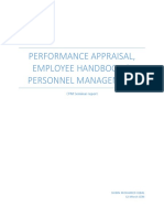 Performance Appraisal, Employee Handbook & Personnel Management