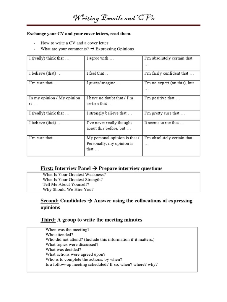 Email and CV Writing Guide | PDF | Receipt