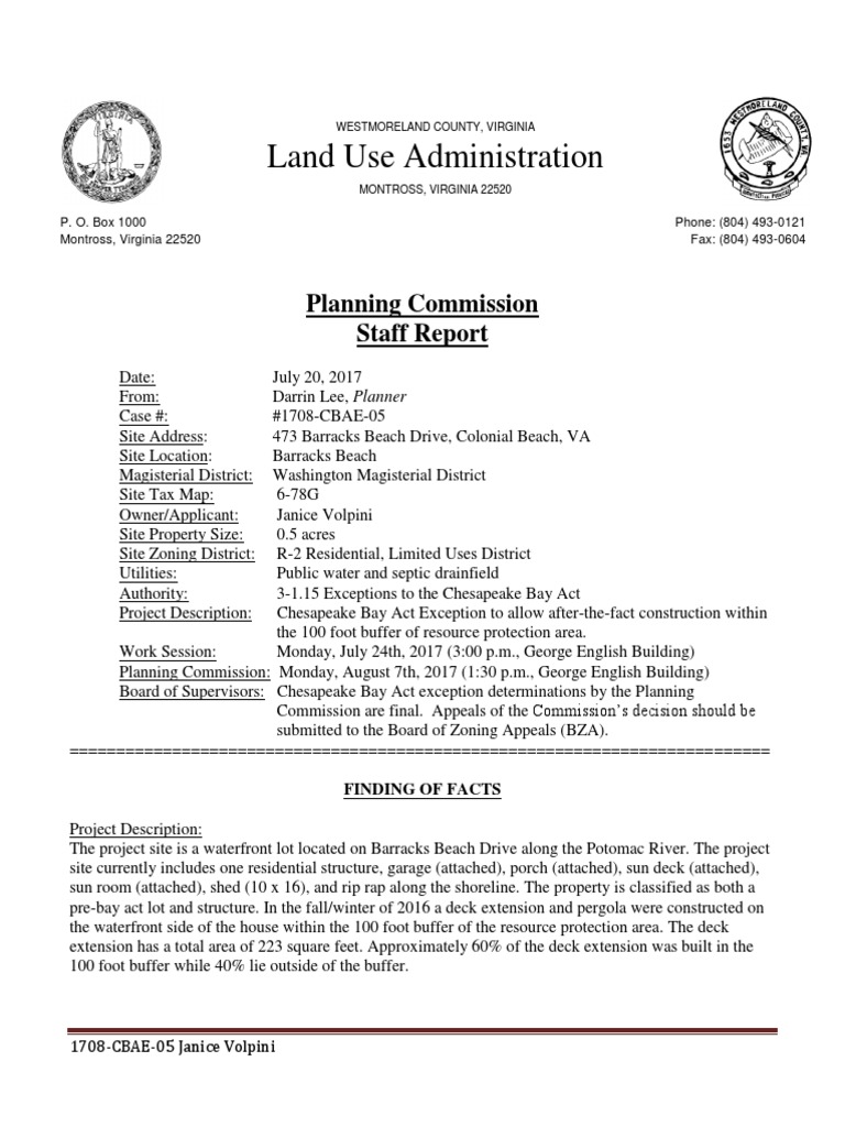 Land Use Administration Planning Commission Staff Report PDF