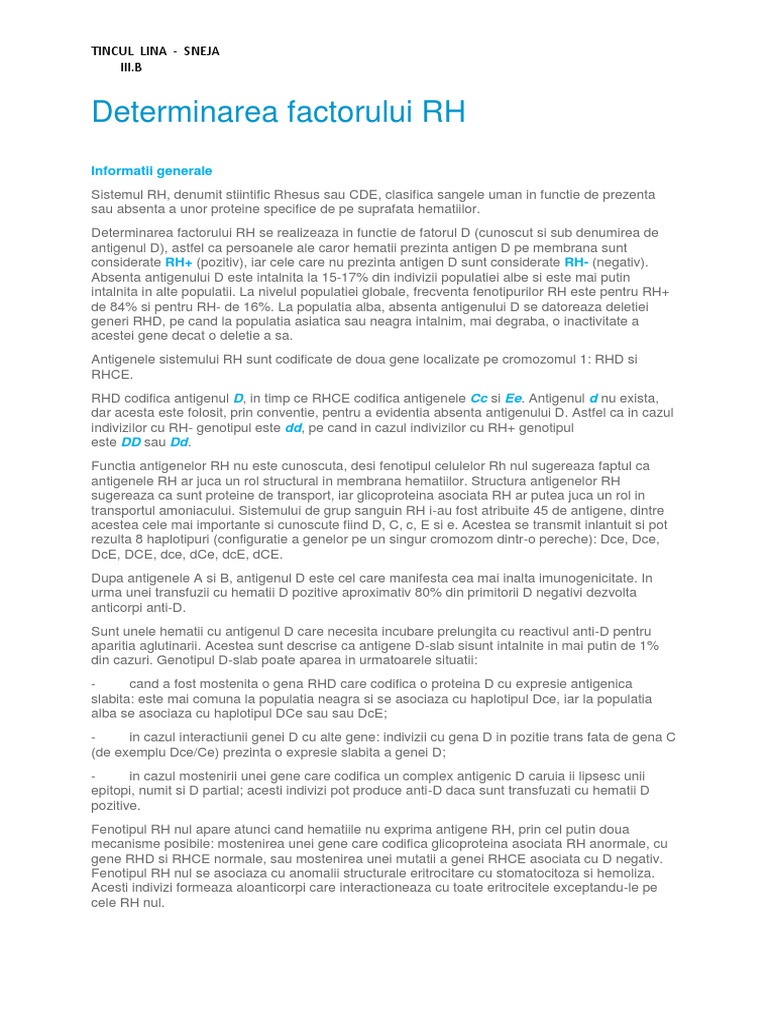 Determinarea Factorului RH | PDF