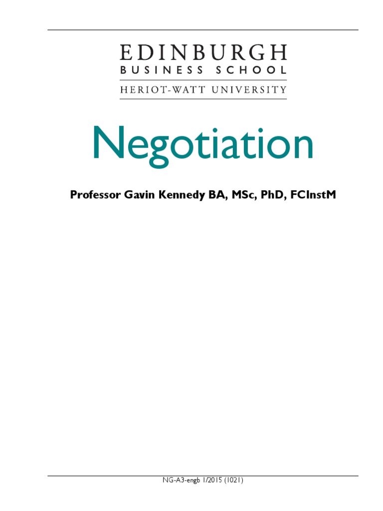 Negotiation Course Taster Pdf Negotiation Bargaining