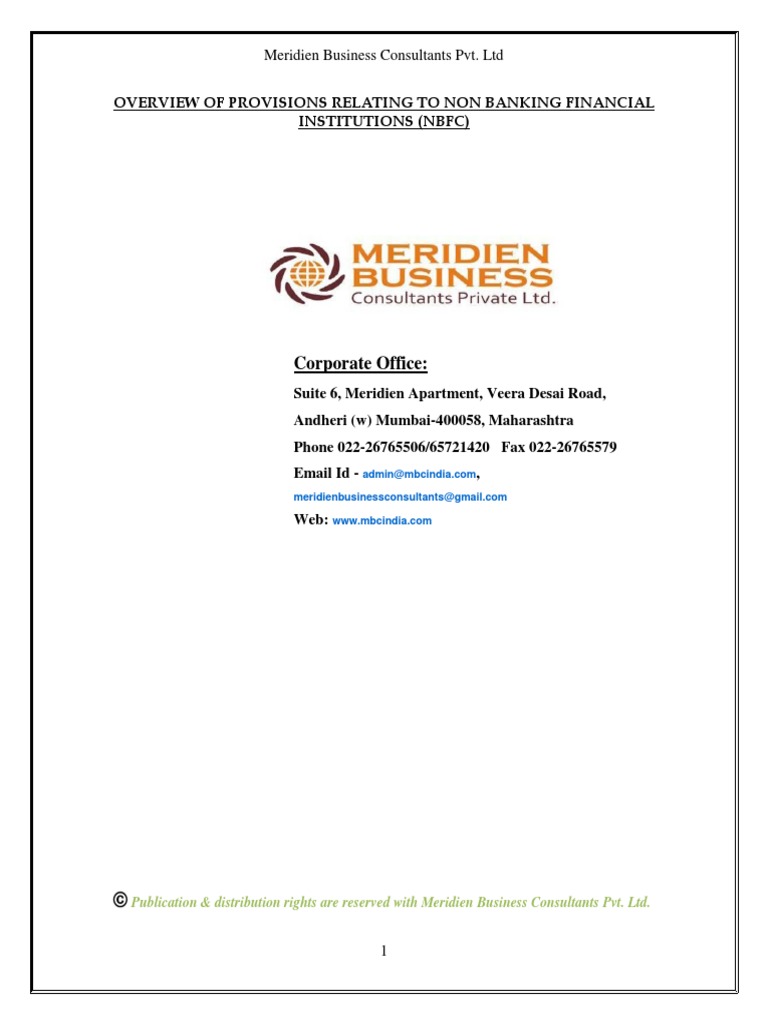 Overview of NBFC Regulations in India | PDF | Non Bank Financial ...