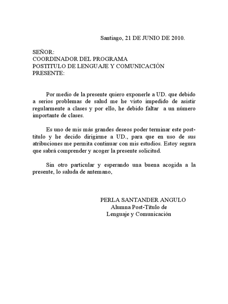 Ejemplo Como Hacer Una Carta De Permiso Para Trabajar De