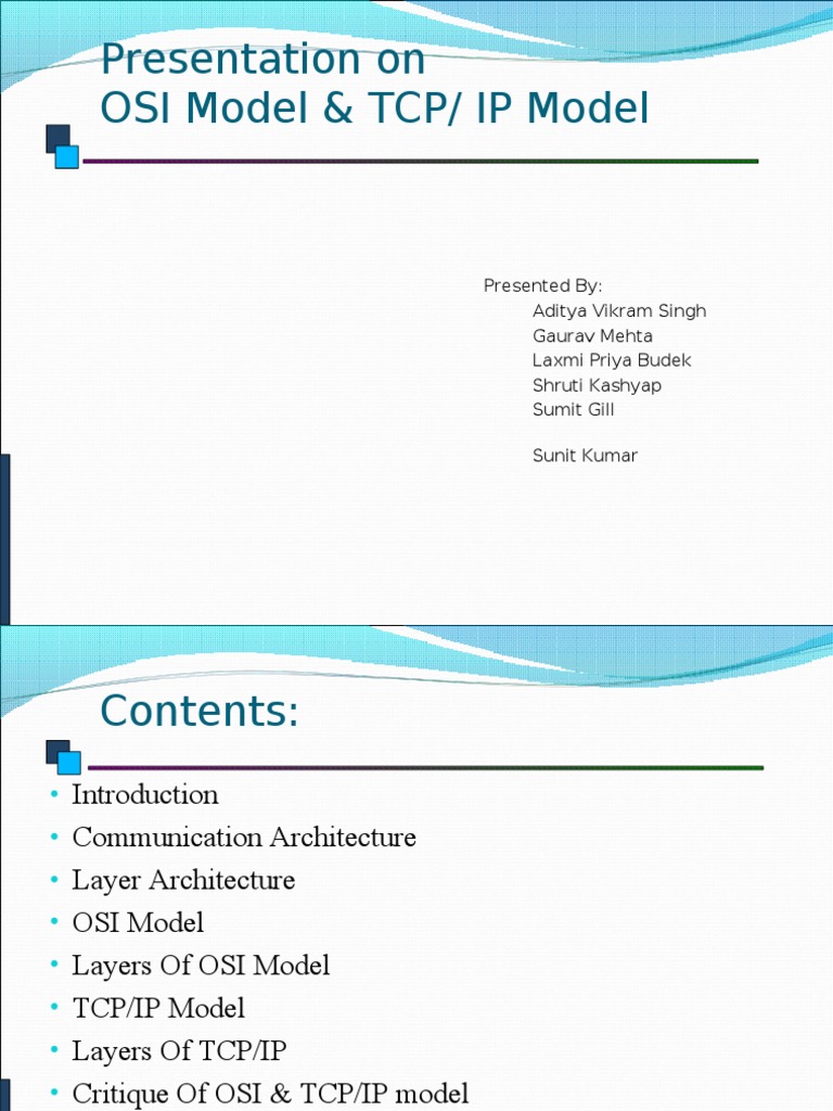 Presentation On OSI Model & TCP/ IP Model | PDF | Osi Model ...