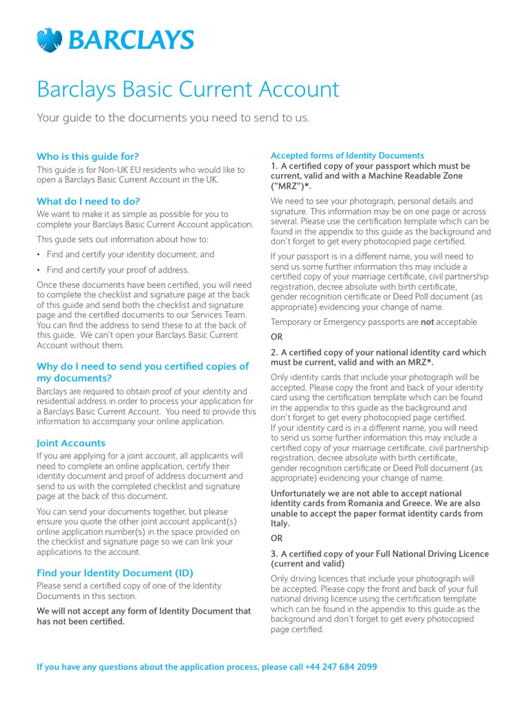 Barclays Basic Current Account Your Guide To The Documents You Need To