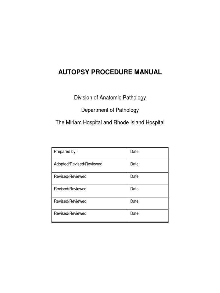 Autopsy Procedure Manual Overview | PDF | Pathology | Autopsy