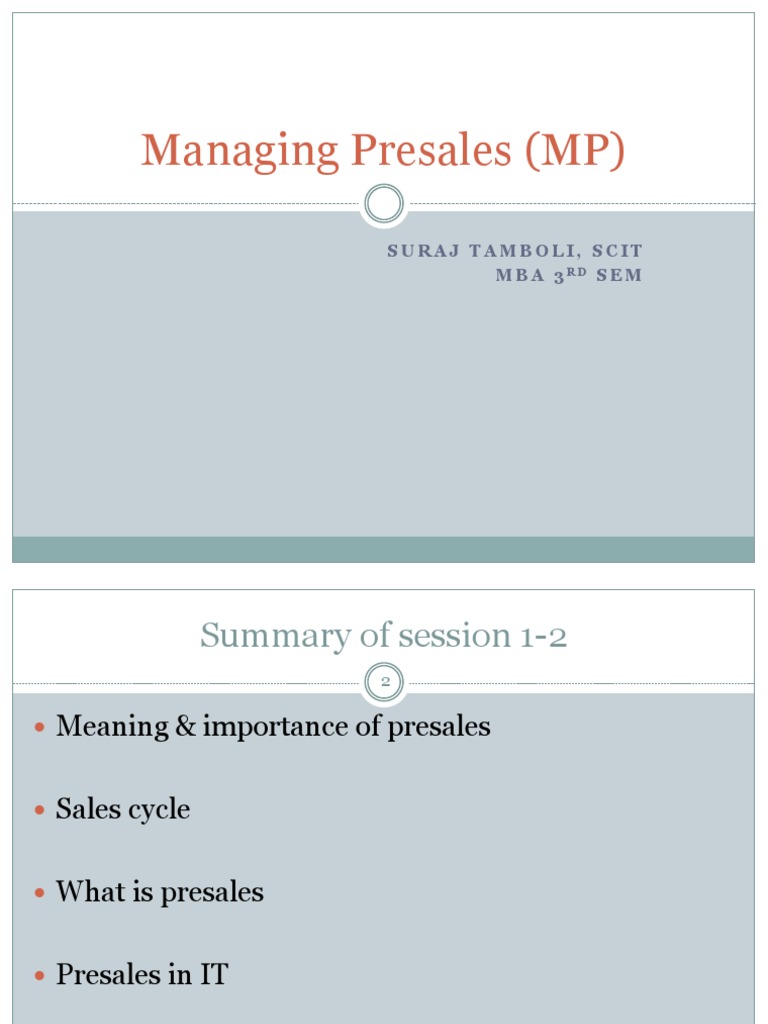 Managing the Presales Process | PDF | Request For Proposal | Economies
