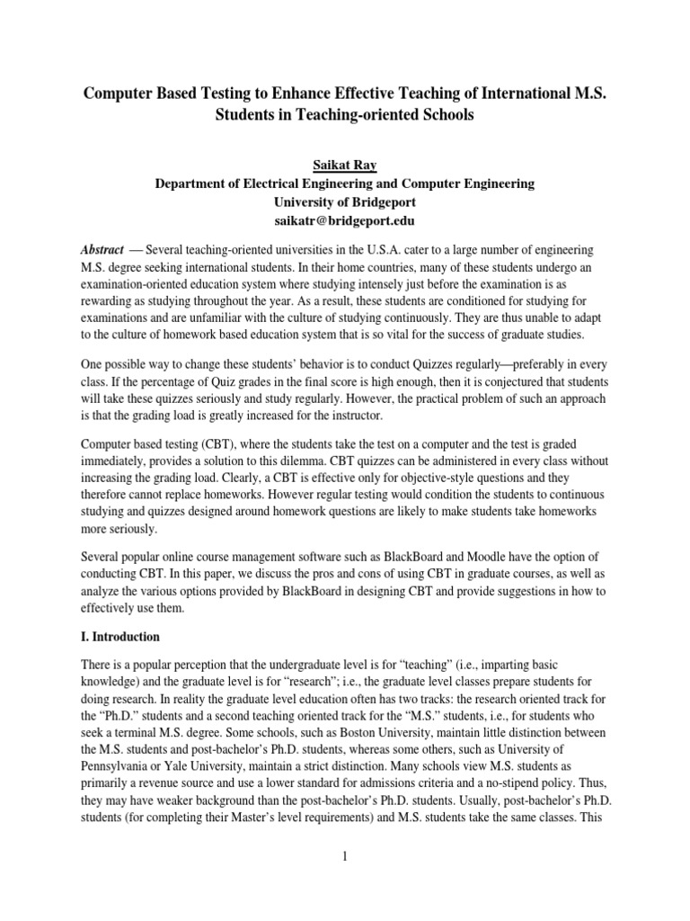 Computer-Based Testing for M.S. Students | PDF | Doctor Of Philosophy ...