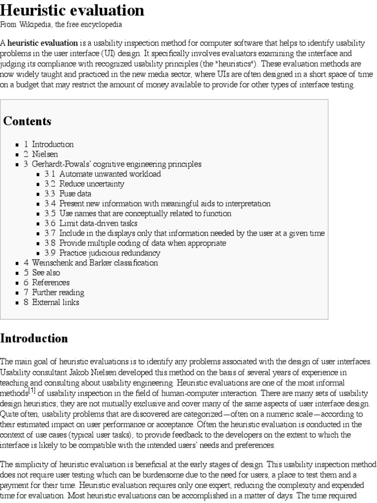 Heuristic Evaluation - Wikipedia | PDF | Usability | Human–Machine ...