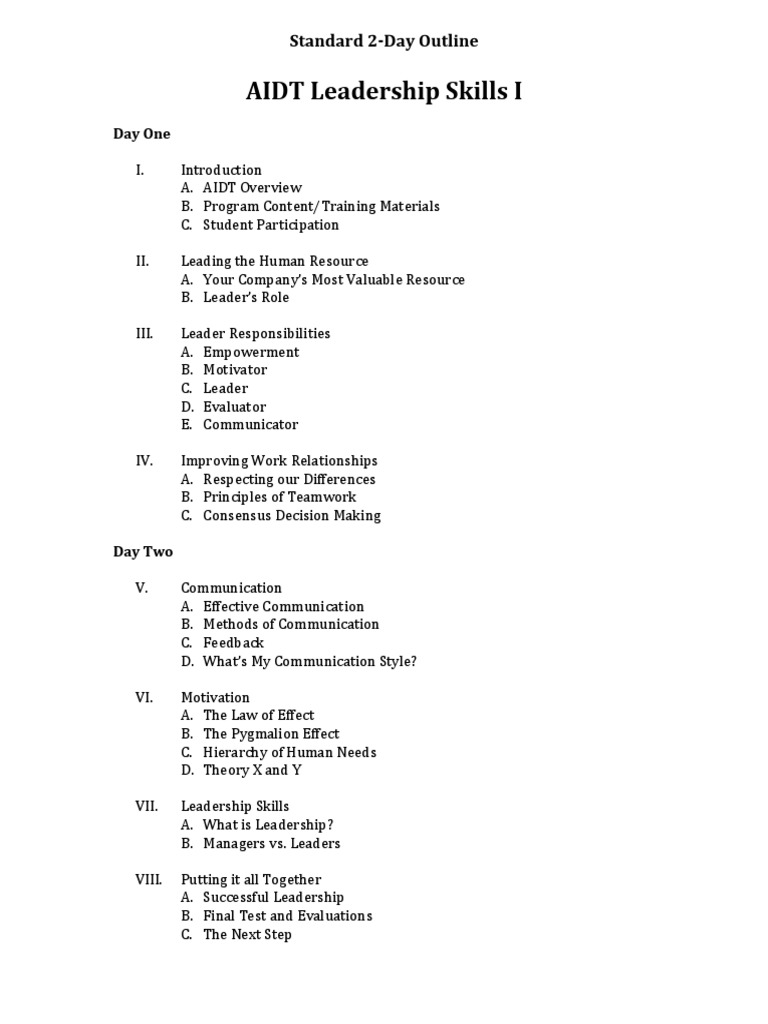 AIDT Leadership Training Overview | PDF
