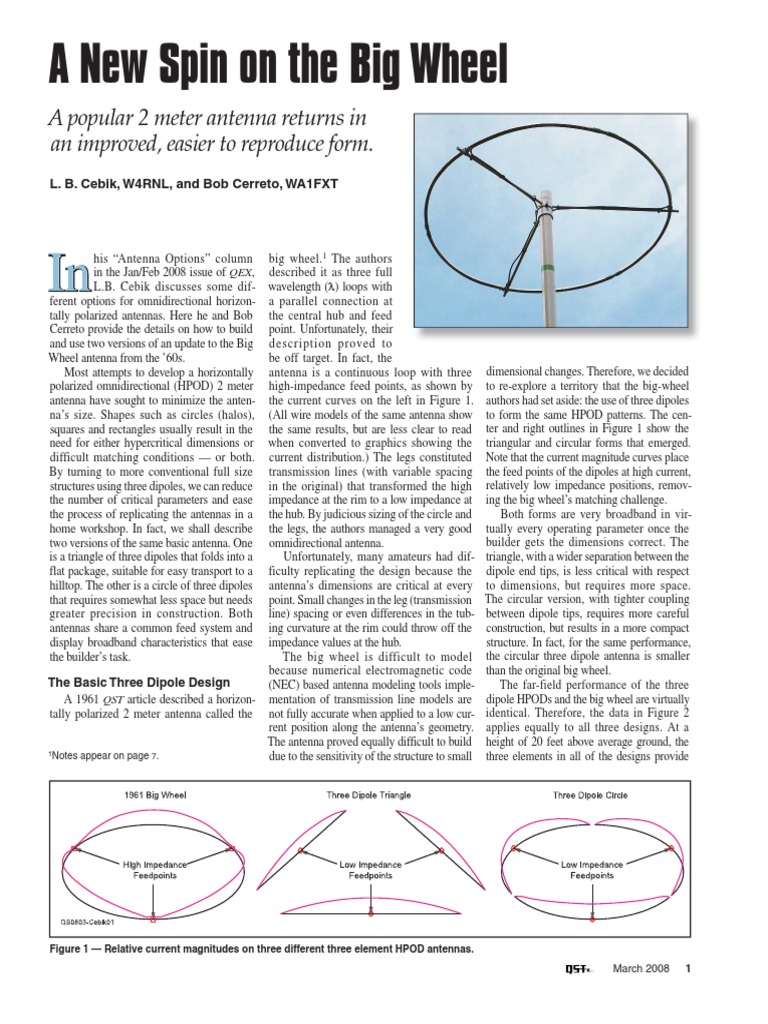 A New Spin On The Big Wheel Popular 2 Meter Antenna L B Cebik W4RNL