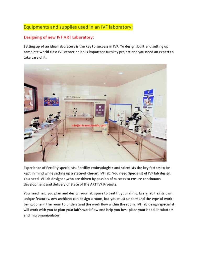 IVF Lab Setup and Design Guide | PDF | In Vitro Fertilisation | Infertility
