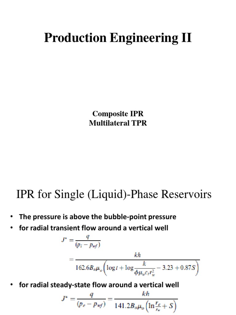 IPR Models for Oil and Gas Production | PDF | Petroleum Reservoir ...