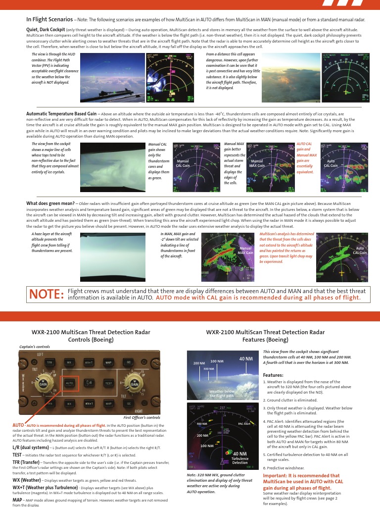 Weather Radar Multiscan Quick Reference Guide Boeing | PDF | Radar ...