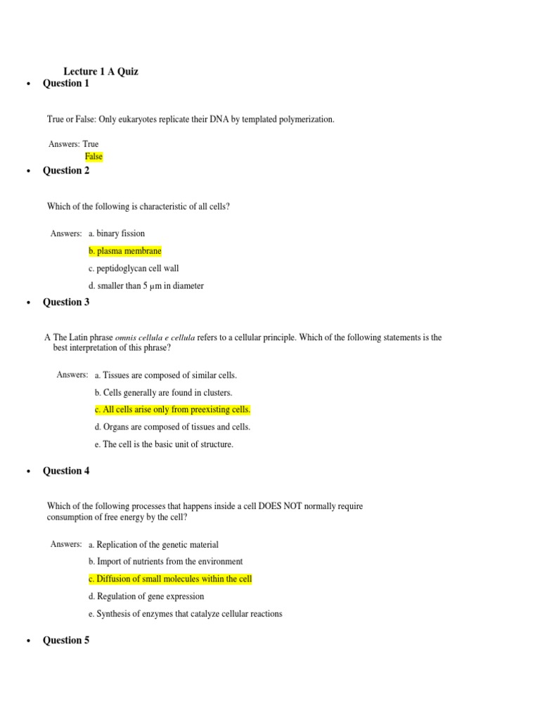 Cell Bio Exam 1 Lecture Quizzes Translation (Biology) Gene Prueba gratuita de 30 días Scribd