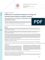 Differences in Emotional Responses in Living and Deceased Donor Kidney Transplant Patients