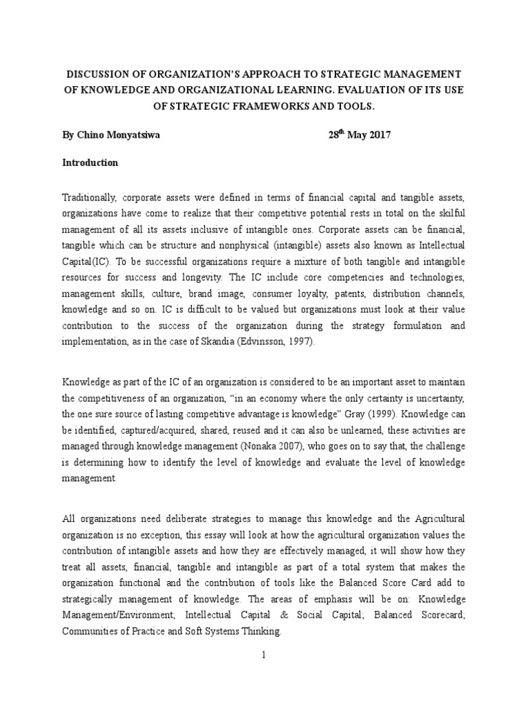 Strategic Management of Knowledge in Agriculture | PDF | Strategic ...