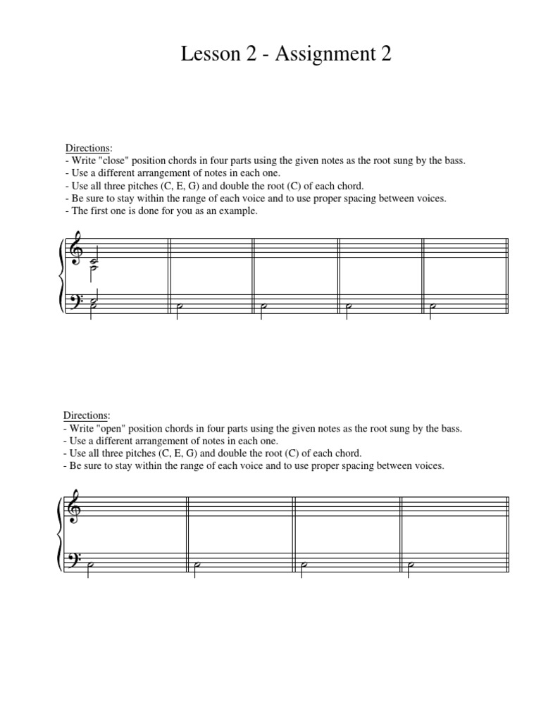 Four-Part Chord Writing Assignment | PDF
