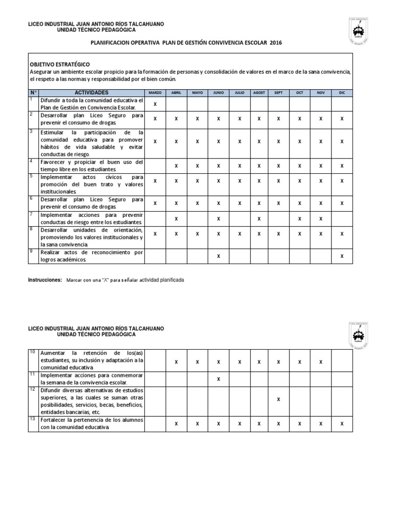 Plan de Gestión para la Convivencia Escolar | PDF | Seguro | Business
