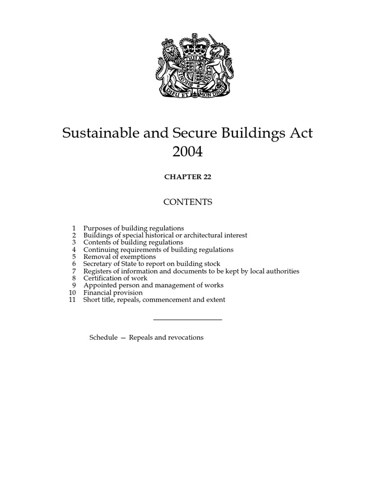 Sustainable and Secure Buildings Act 2004 Repeal Exhaust Gas