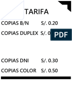 Tarifa Copias