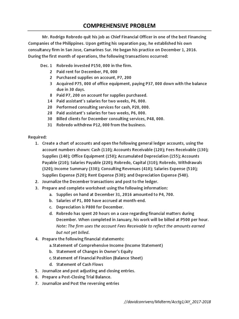 Comprehensive Problem | PDF | Expense | Balance Sheet