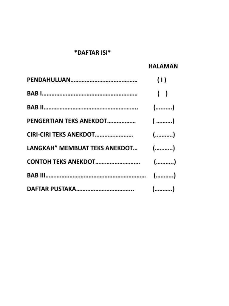 Daftar Isi Bambang