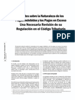 Apuntes Sobre la Naturaleza de los Pagos Indebidos y los Pagos en Exceso. Una Necesaria Revision de su Regulacion en el Codigo Tributario.pdf
