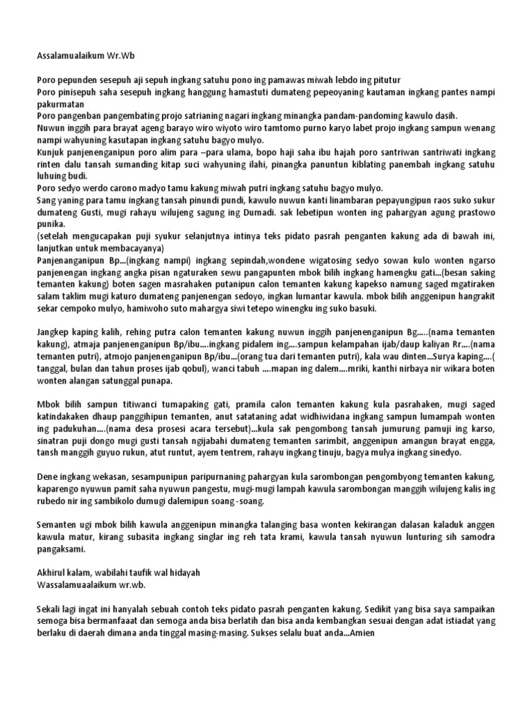 Pidato Pasrah Manten