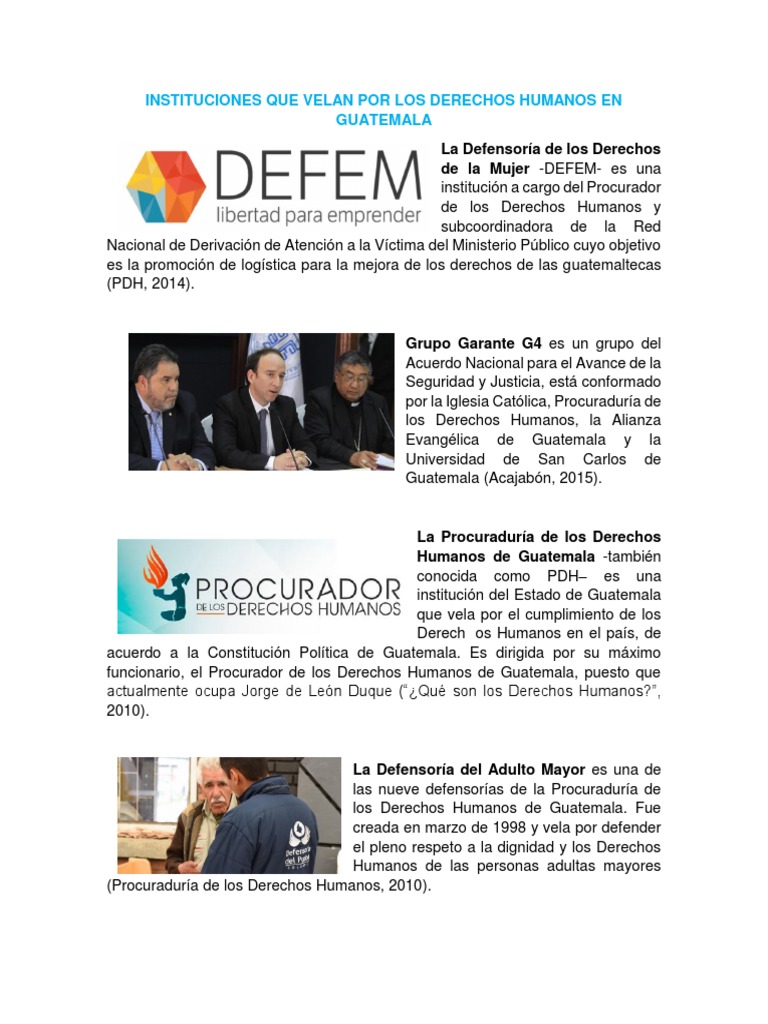 Aosciones de Guatemala que velan por la apliacion de los derechos ...
