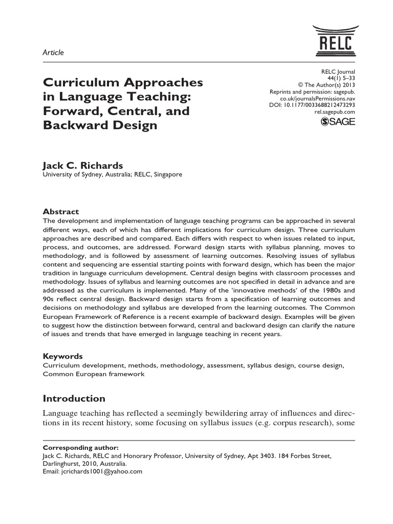 Curriculum Approaches in Language Teaching | PDF | Curriculum ...