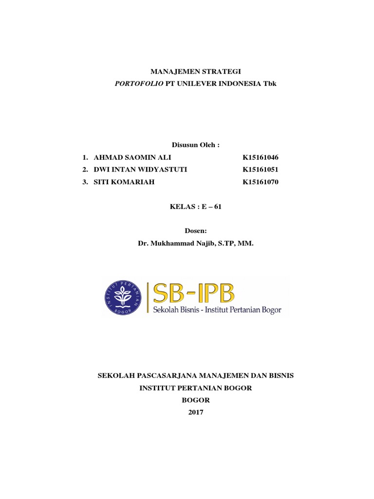 Makalah Kelompok 2 Management Strategic Portofolio Pt Unilever Indonesia Tbk