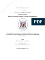 Factores Que Inciden en El Rendimiento Academico en El Area de Matematicas de Los Estudiantes de Noveno Grado en Los Centros de Educacion Basica de La Ciudad de Tela Atlantida