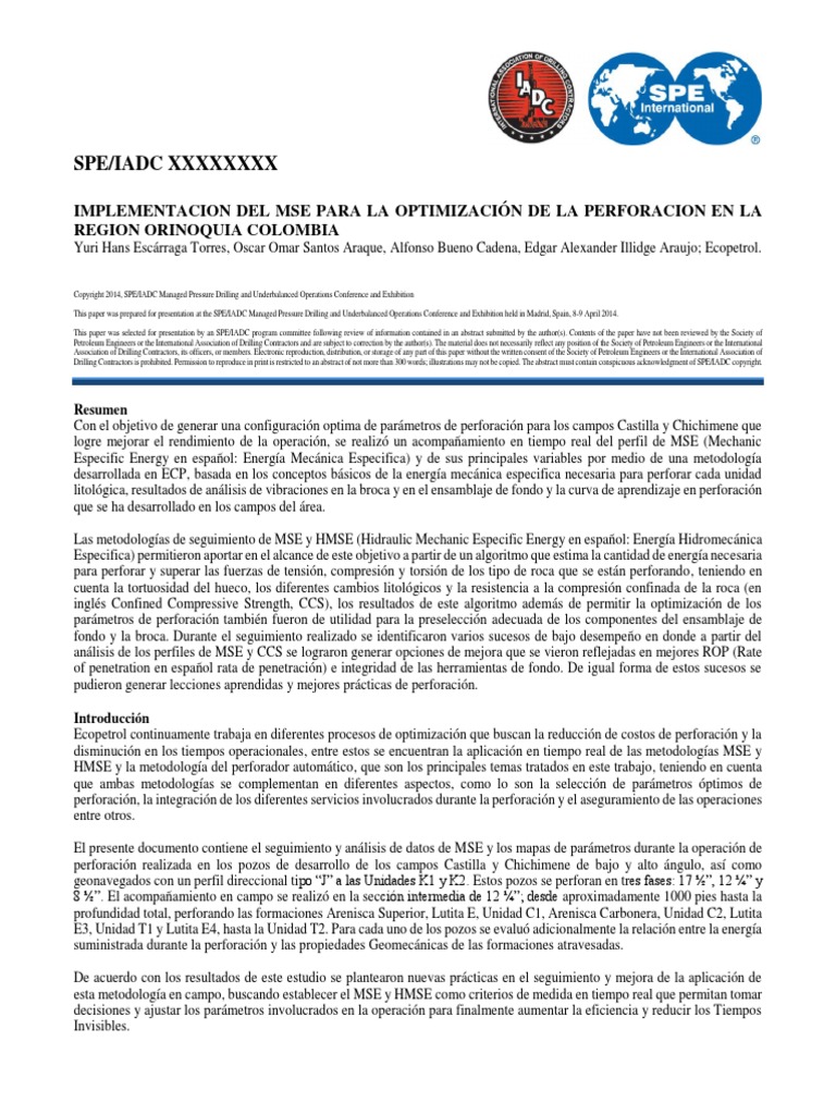 Paper SPE-IADC Implementación Del MSE para La Optimización de La ...
