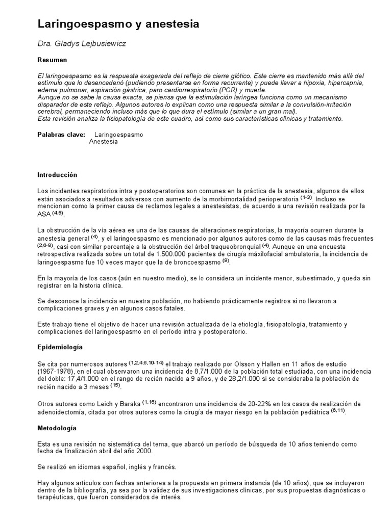 Laringoespasmo: Causas y Tratamientos | PDF | Tos | Medicina